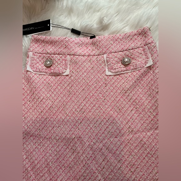 Elegant Pink Tweed Skirt - Picture 7 of 15